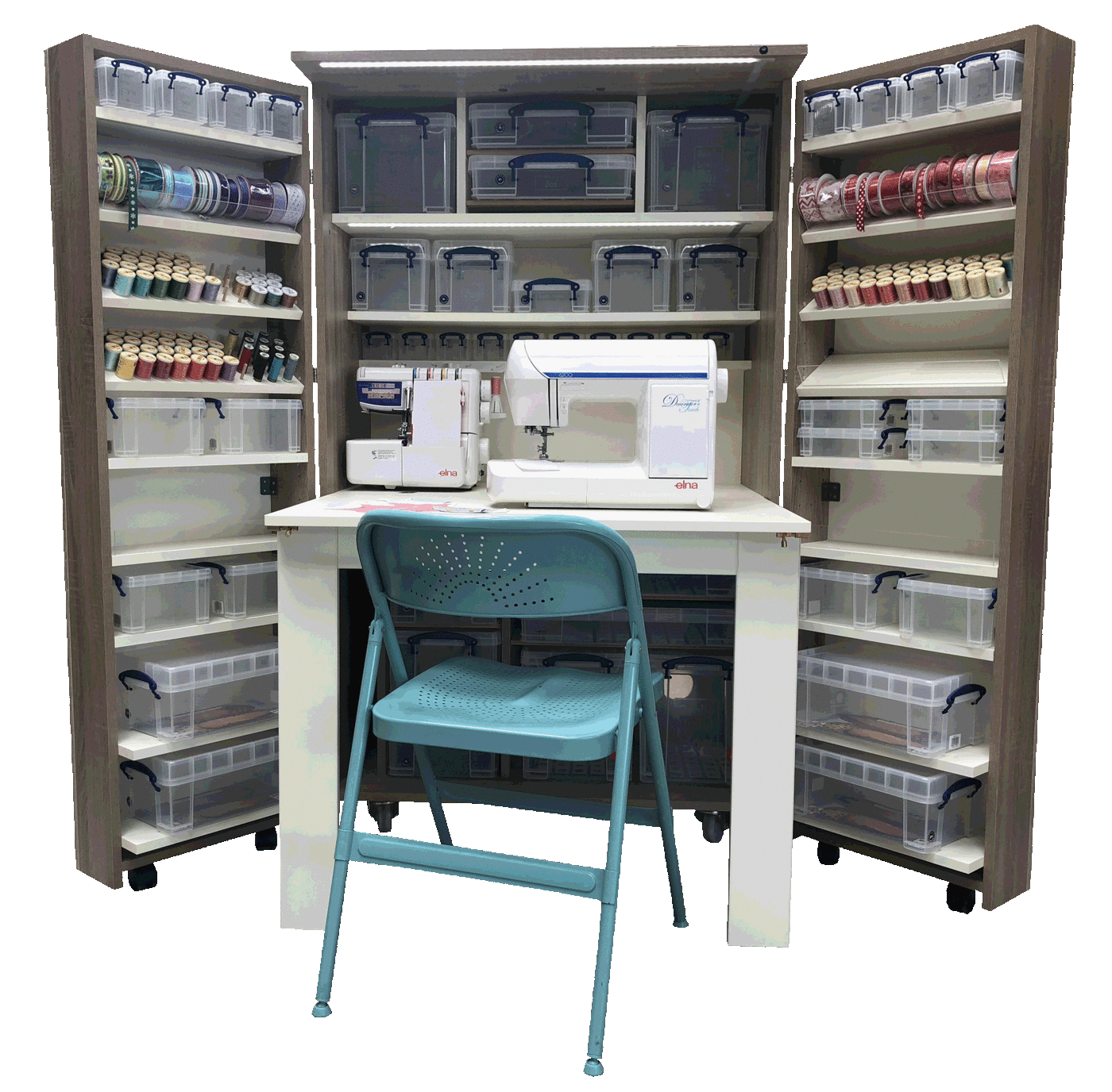Craft storage cupboard with desk deals